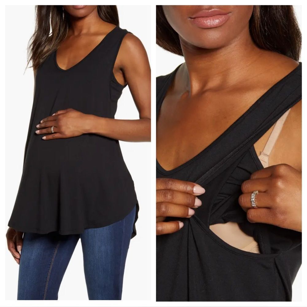 NEW with Tags Angel Maternity Black Bamboo Swing Maternity Nursing Tank